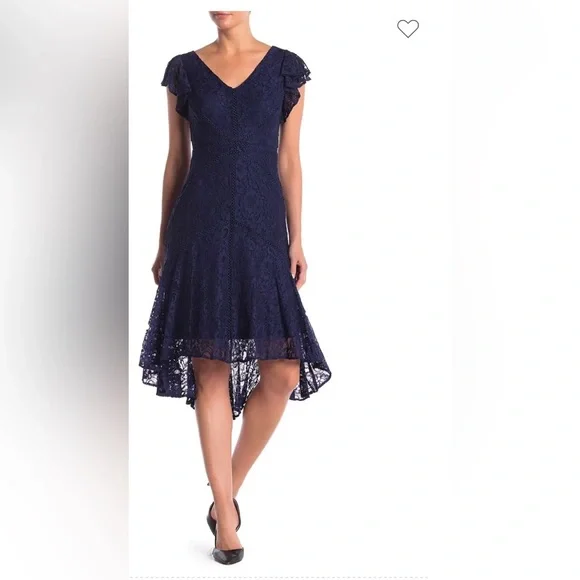 Taylor | Dresses | Taylor Lace Flutter Midi Dress Sz 2 | Poshmark